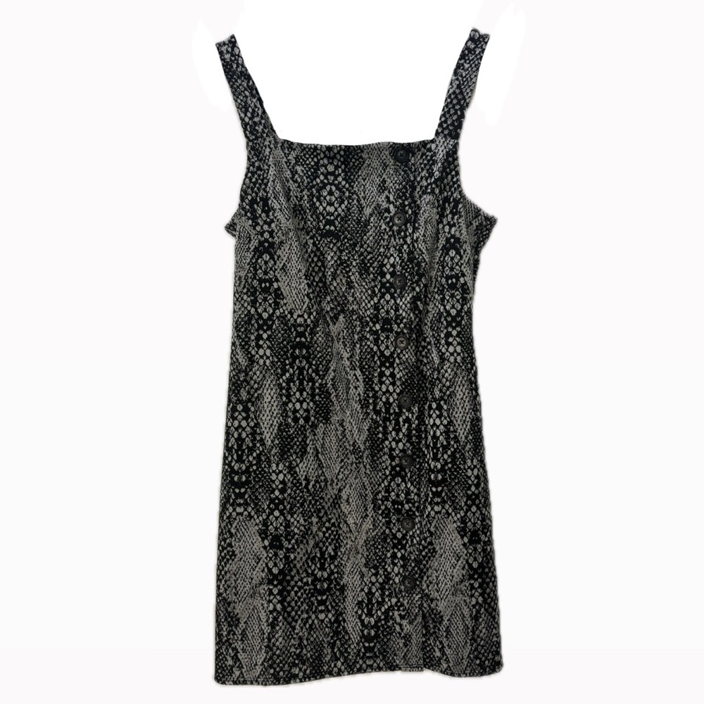 BEBOP SIZE M WOMEN'S SNAKE PRINT SLEEVELESS TANK DRESS BLACK WHITE BUTTON ZIP